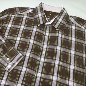 TailorByrd Men's Brown Flannel Shirt Plaid Button Up Long Sleeve Cotton Shirt XL